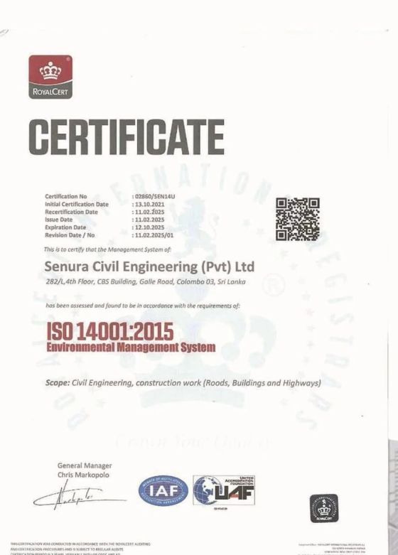ISO 14001:2015 — Environmental Management certificate