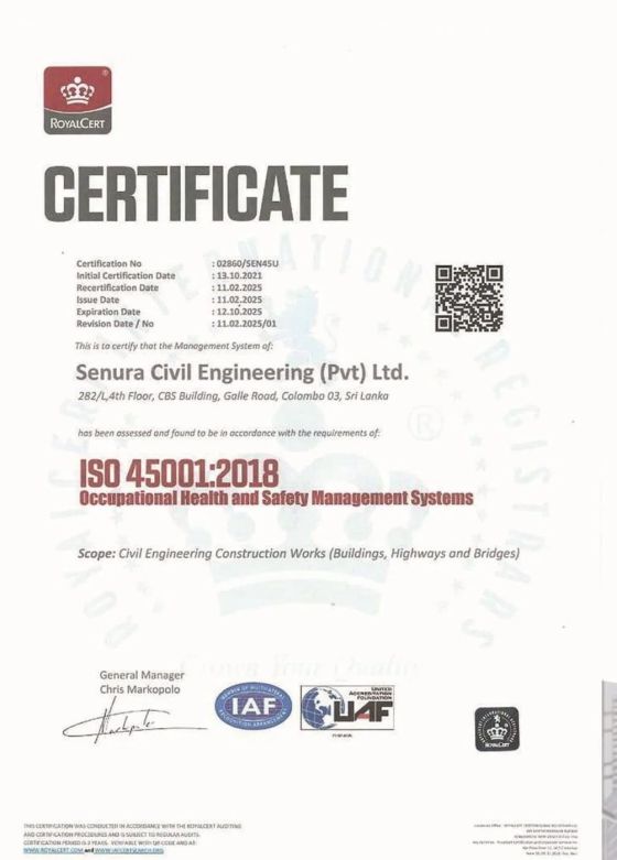 ISO 45001:2018 — Occupational Health & Safety certificate